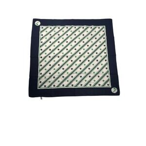 Sugra Dublin Ireland Shamrock Scarf Navy White Green Striped Square‎ Polyester